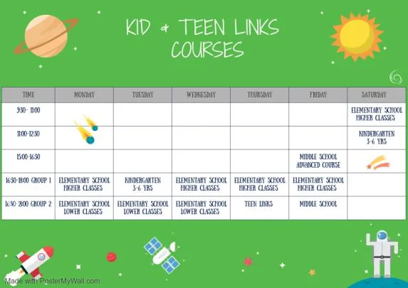 CALENDARIO CORSI KID&TEEN LINKS 2020-21 — immagine originale